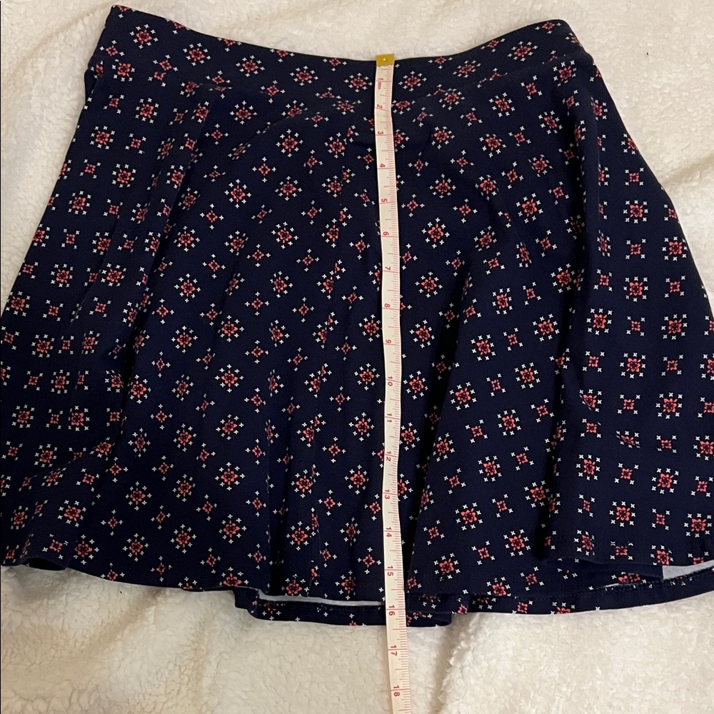 Gently used SO Navy and Red Patterned Skater Skirt - runs small - Picture 2 of 8